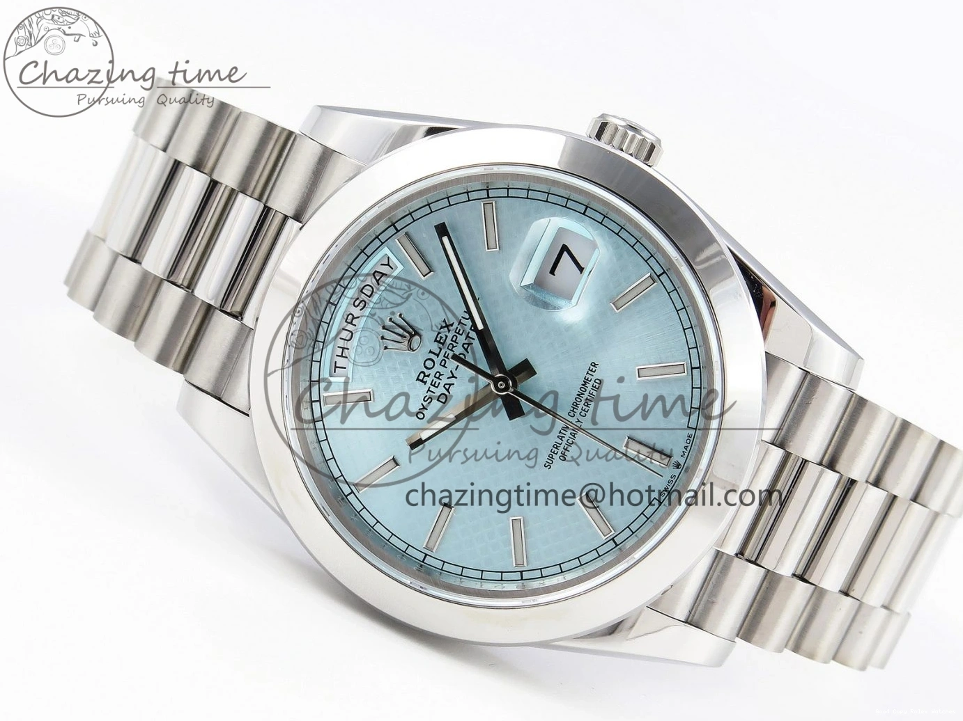 Good Copy Rolex Watches Stick Ice BP Day-Date A SS Dial 904 Bracelet 1876 New On Version Markers 40mm 228239 Blue ZipUp President Dial SS 0105